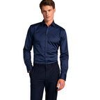 Camisa social masculina slim fit sem passar a ferro com botões