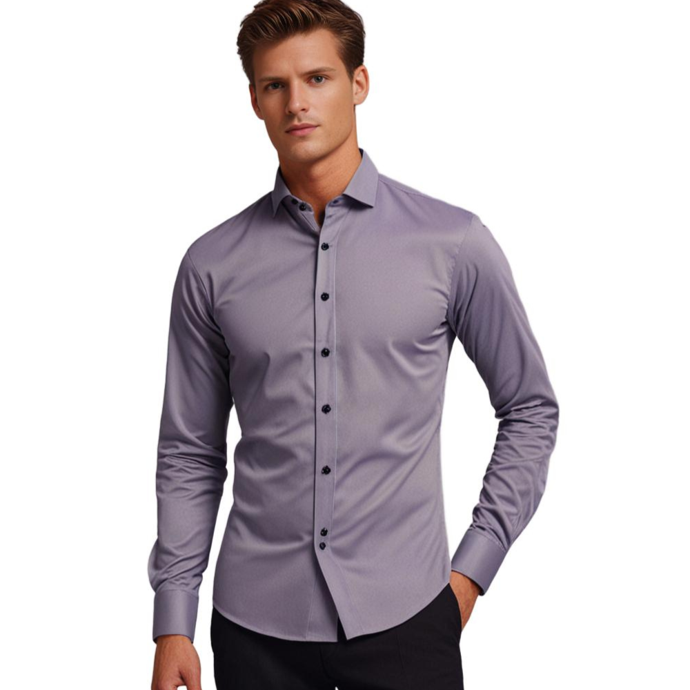 Camisa social masculina slim fit sem passar a ferro com botões