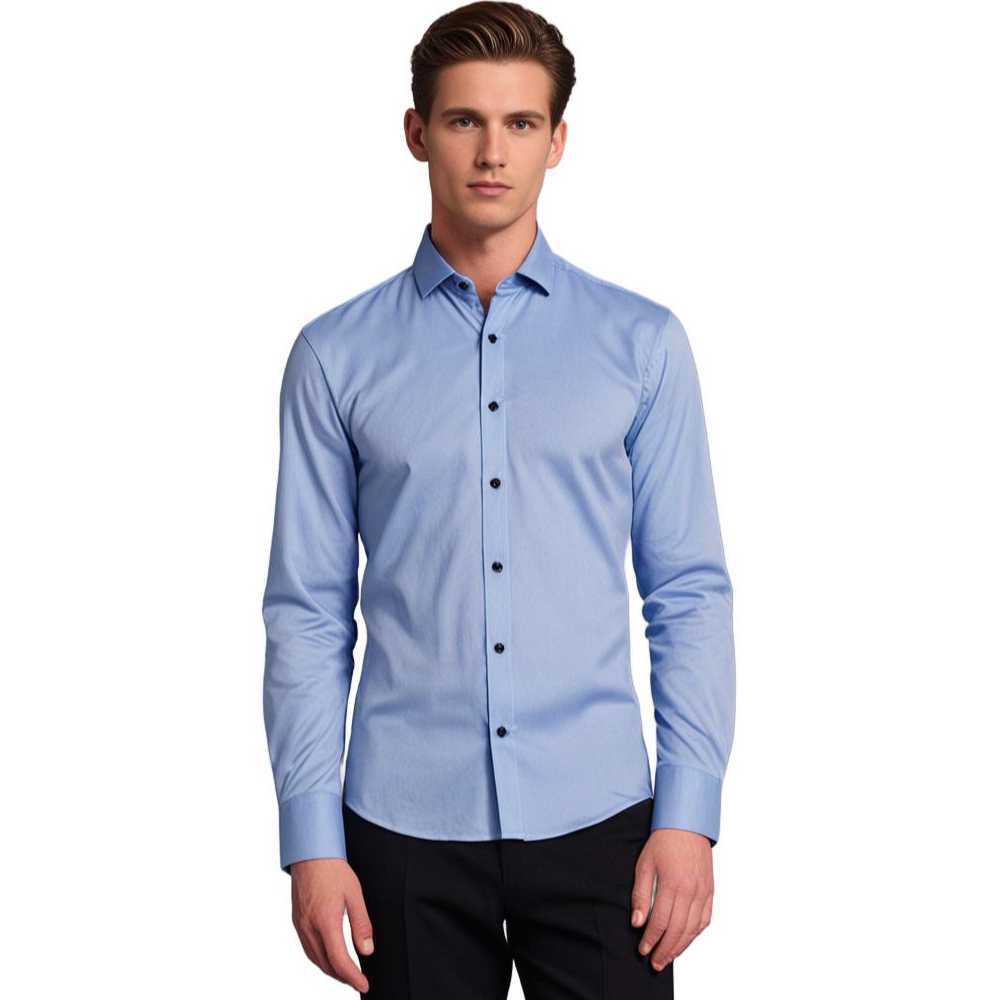 Camisa social masculina slim fit sem passar a ferro com botões