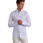 Camisa social masculina slim fit sem passar a ferro com botões