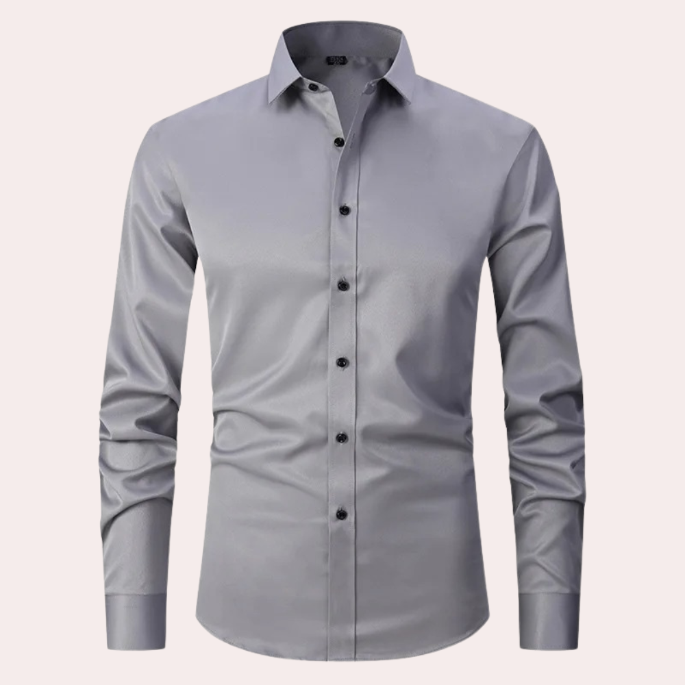 Camisa social masculina slim fit sem passar a ferro com botões