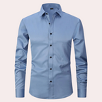 Camisa social masculina slim fit sem passar a ferro com botões