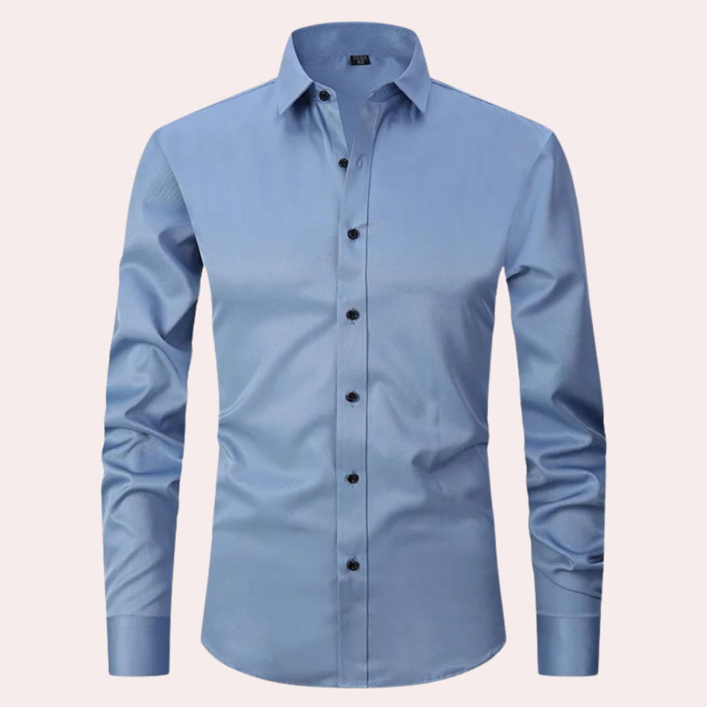 Camisa social masculina slim fit sem passar a ferro com botões