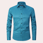 Camisa social masculina slim fit sem passar a ferro com botões