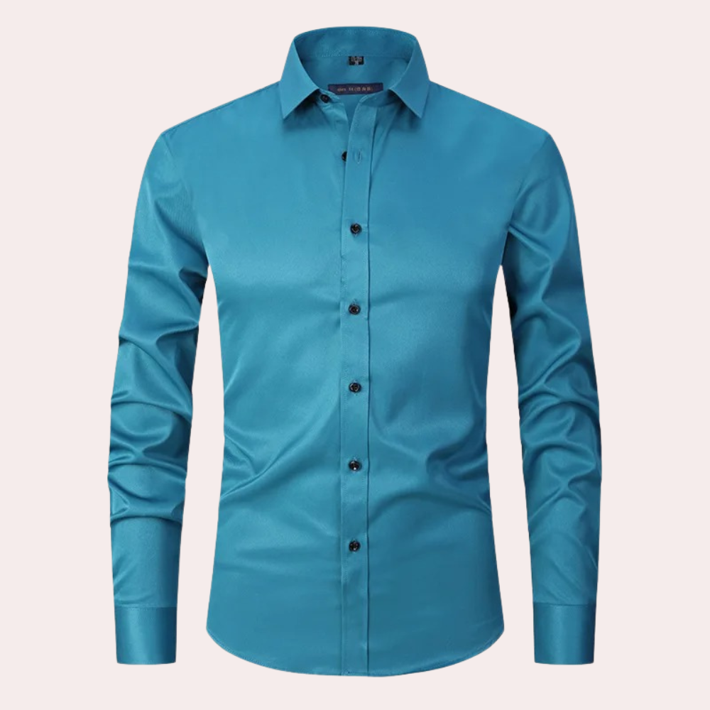 Camisa social masculina slim fit sem passar a ferro com botões