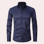 Camisa social masculina slim fit sem passar a ferro com botões