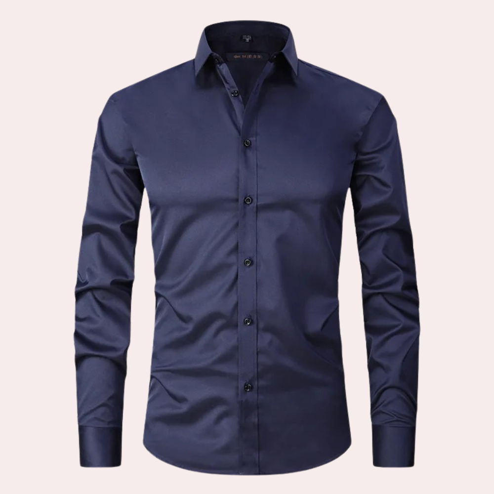 Camisa social masculina slim fit sem passar a ferro com botões