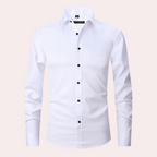 Camisa social masculina slim fit sem passar a ferro com botões