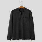 Camisa social masculina manga longa gola button down corte folgado