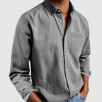 Camisa denim masculina manga longa com botões corte casual