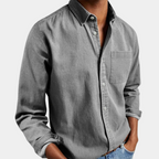 Camisa jeans masculina manga longa com botões corte regular