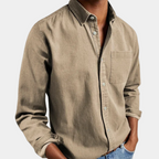Camisa jeans masculina manga longa com botões corte regular