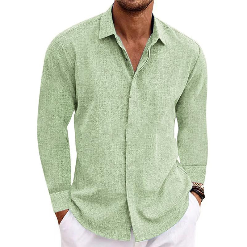 Camisa manga longa homem com gola e botões corte regular