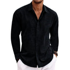 Camisa manga longa homem com gola e botões corte regular