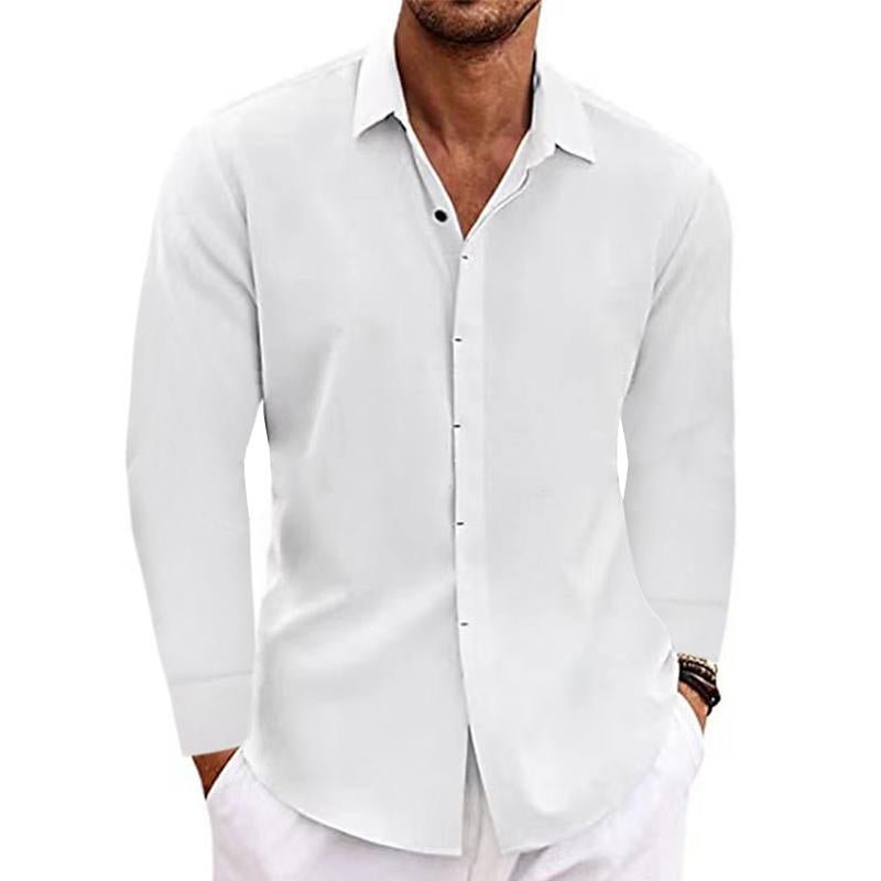 Camisa manga longa homem com gola e botões corte regular