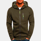 Hoodie homem com fecho de correr casual corte largo