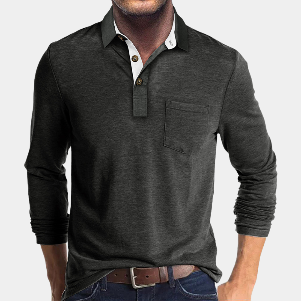 Polo shirt homem smart casual colarinho clássico corte confortável