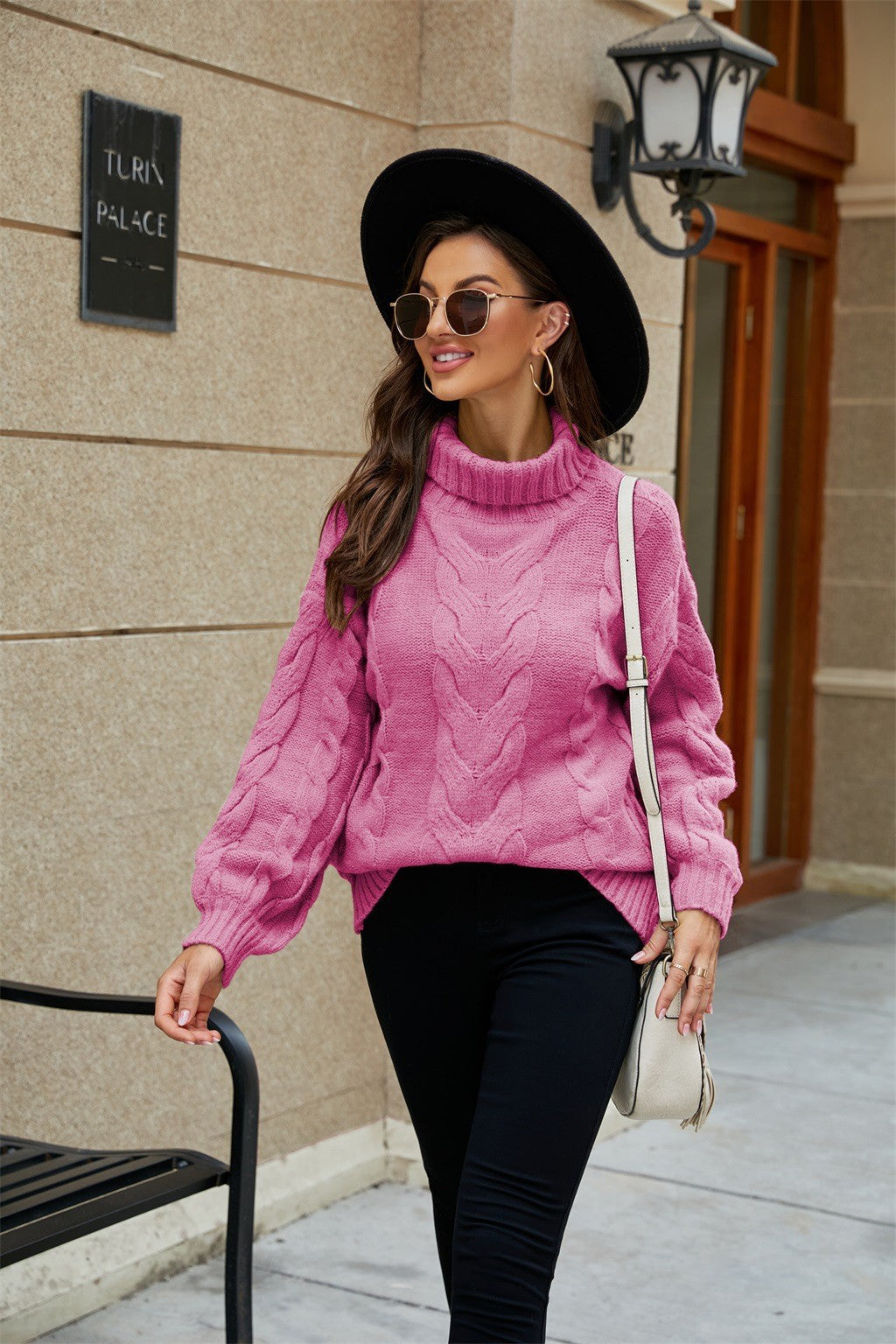 Camisola gola alta torcida tricot mulher corte relaxed