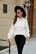 Camisola gola alta torcida tricot mulher corte relaxed