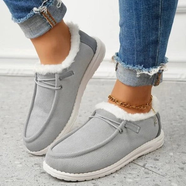 Sapatos de inverno femininos forrados leves confortáveis para uso diário