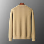 Cardigan homem botões gola manga longa em verde e camel