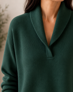 Camisola feminina decote V wrap malha macia caimento relaxado