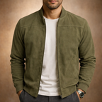 Bomber jacket camurça homem leve smart casual corte moderno