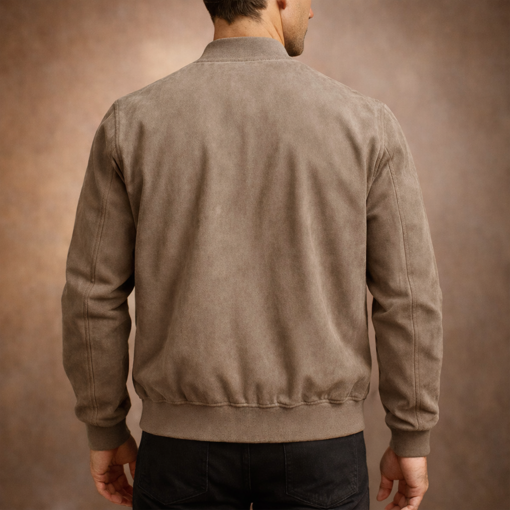 Bomber jacket camurça homem leve smart casual corte moderno