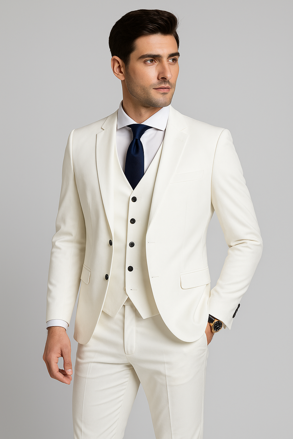 Fato homem 3 peças slim fit formal com casaco colete e calças