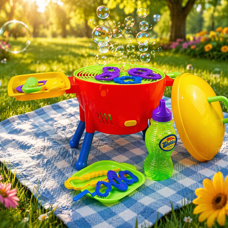 Máquina de bolhas BBQ brinquedo interativo elétrico para crianças exterior