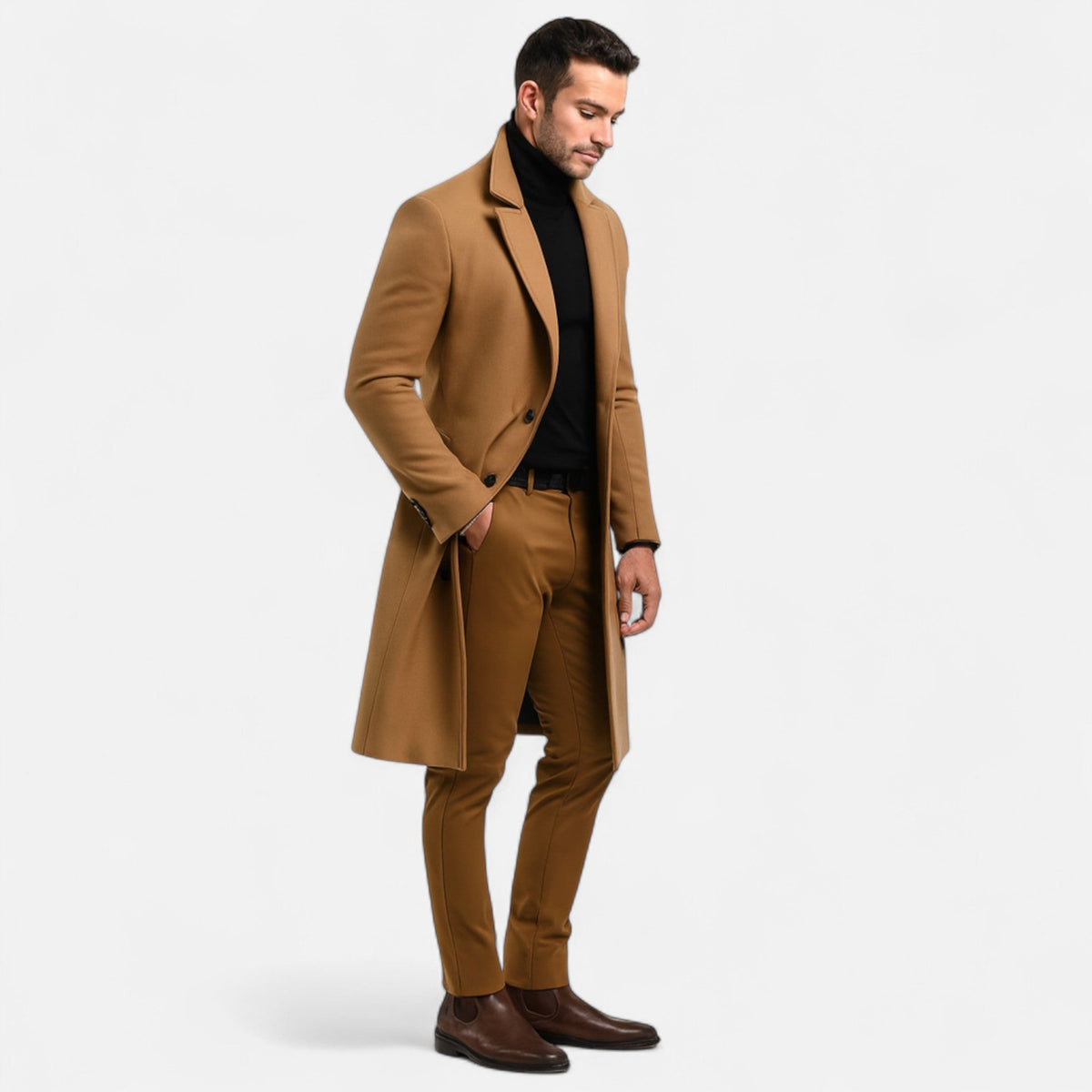 Casaco puffer masculino longline acolchoado com capuz e painéis horizontais