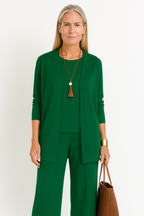 Conjunto feminino 3 peças colete calça e blusa corte elegante
