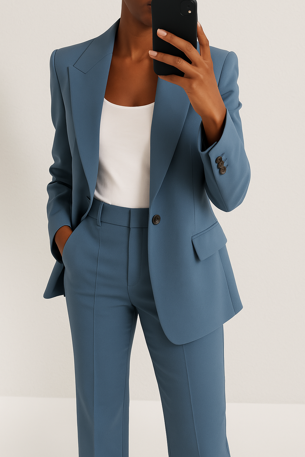 Conjunto feminino blazer e calça social corte clássico moderno