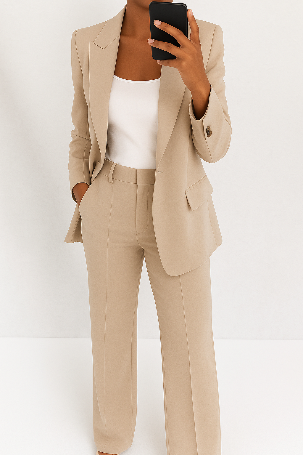 Conjunto feminino blazer e calça social corte clássico moderno