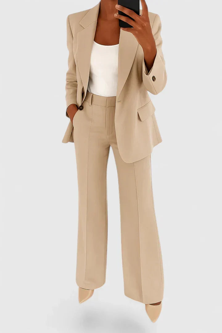 Conjunto feminino duas peças fato social blazer e calças