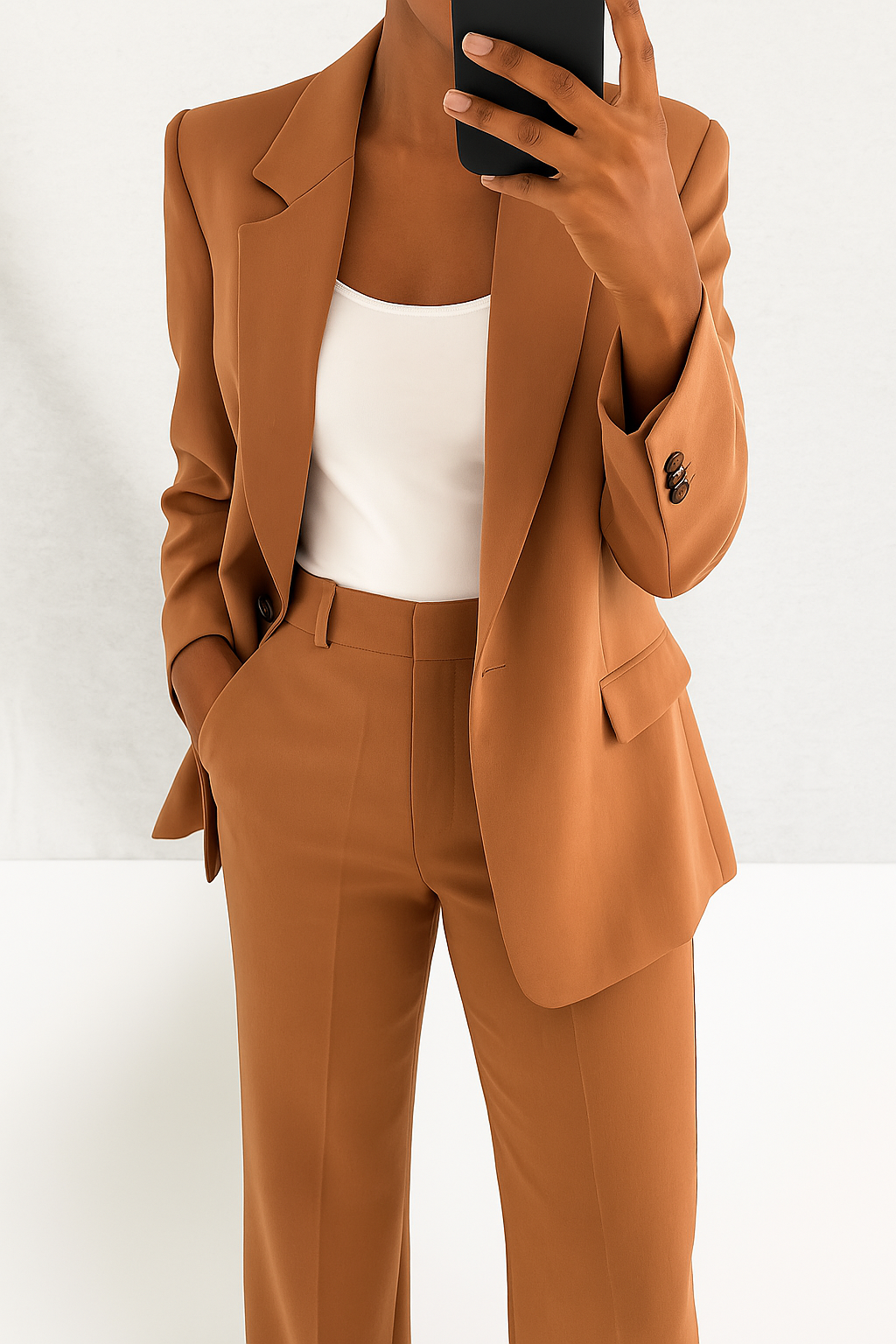 Conjunto feminino blazer e calça social corte clássico moderno