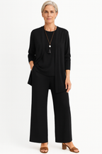 Conjunto feminino 3 peças colete calça e blusa corte elegante
