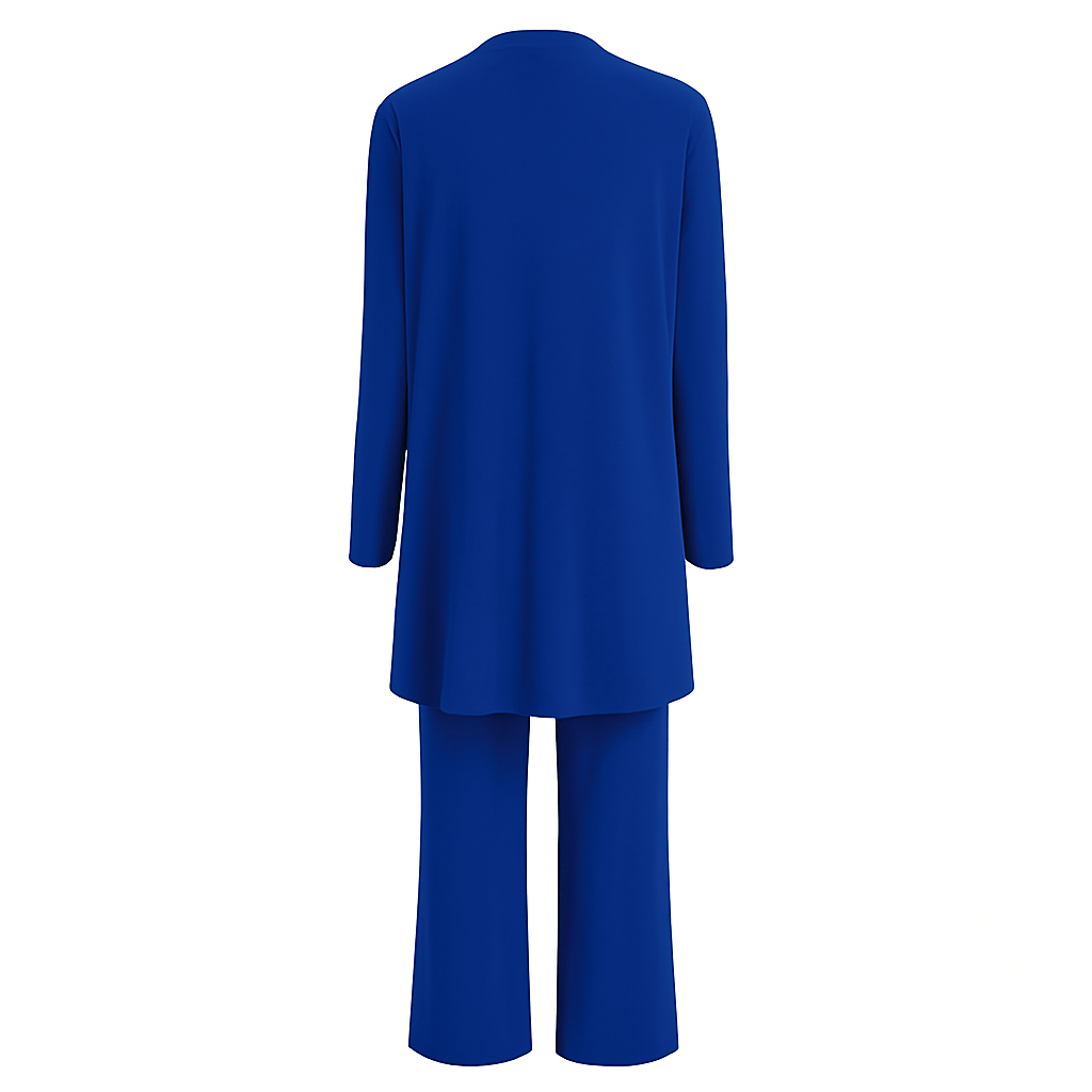 Conjunto feminino 3 peças colete calça e blusa corte elegante