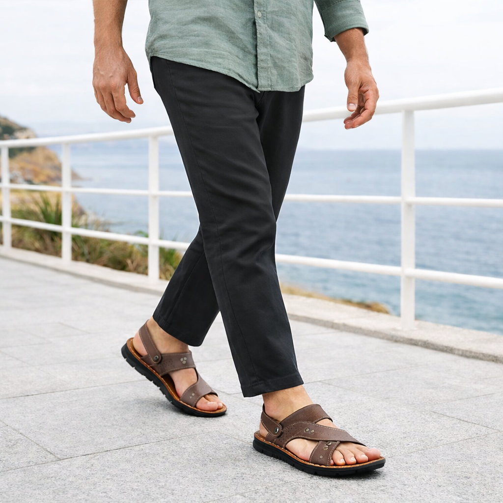 Sandálias de Couro Masculinas Confortáveis - Dias Relaxantes