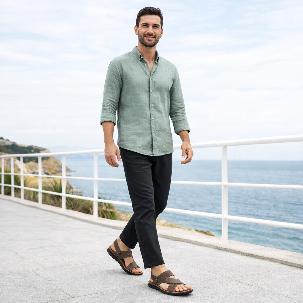 Sandálias de Couro Masculinas Confortáveis - Dias Relaxantes