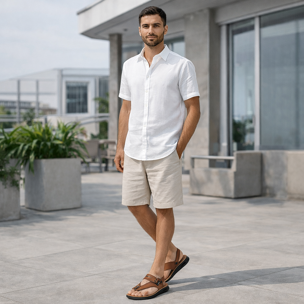 Sandálias Masculinas Confortáveis com Fivela Ajustável Casual