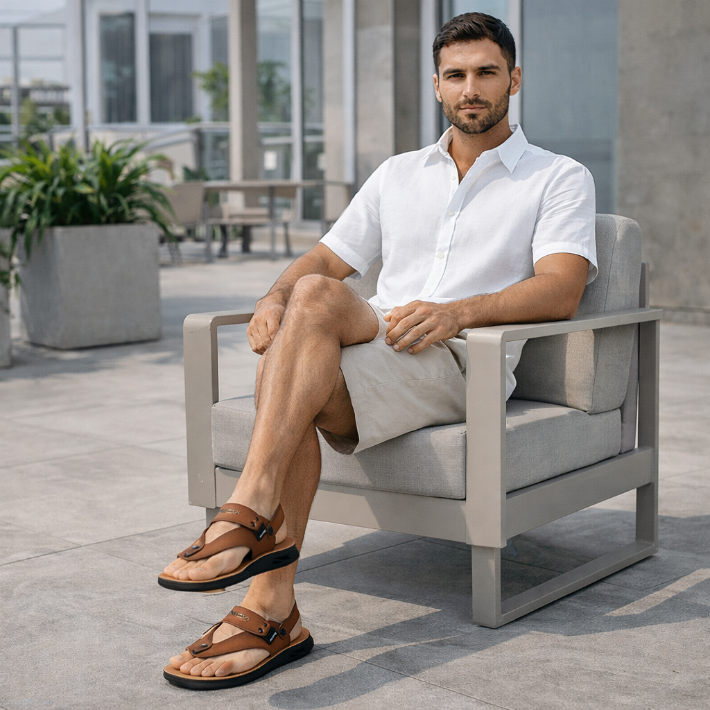 Sandálias Masculinas Confortáveis com Fivela Ajustável Casual