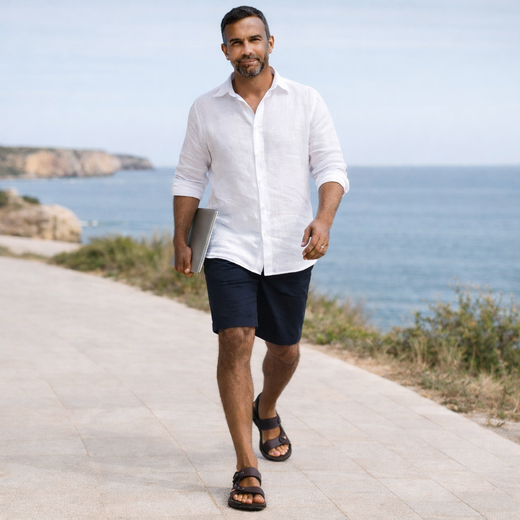 Henrik - Sandálias ortopédicas masculinas com suporte para o arco do pé