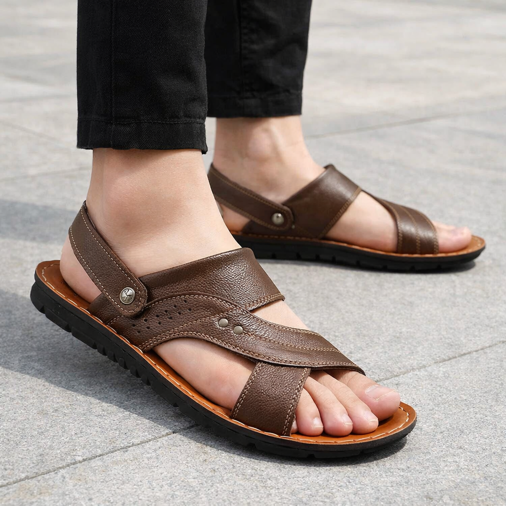 Sandálias de Couro Masculinas Confortáveis - Dias Relaxantes
