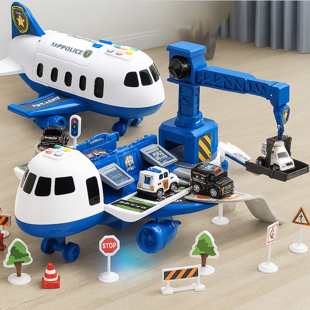Conjunto de brinquedos avião multicolorido para crianças 3-6 anos com mini veículos e acessórios