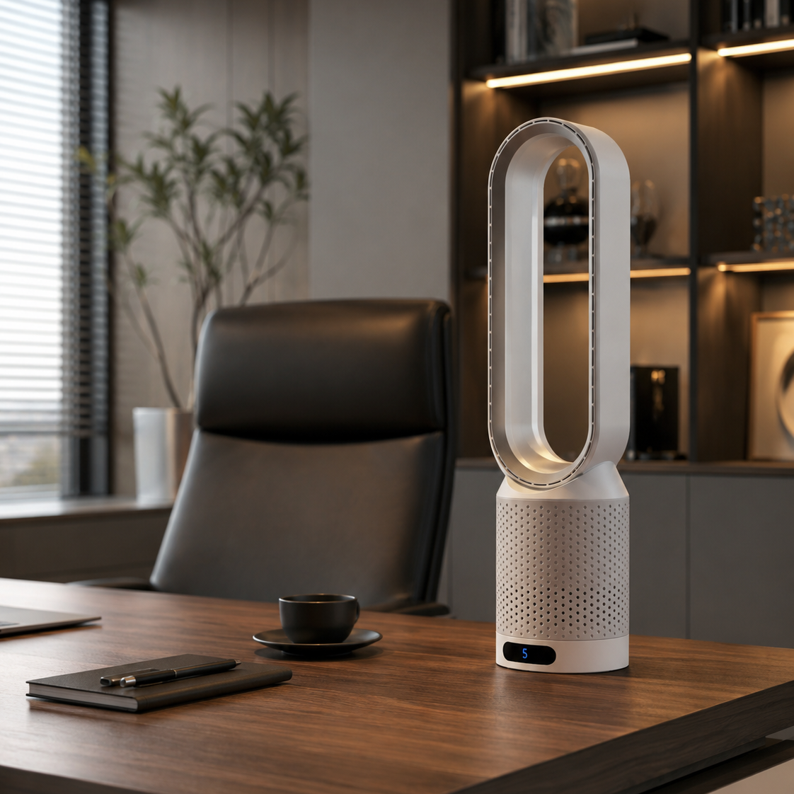 Ventilador torre sem pás 3 em 1 com purificador e esterilizador UV