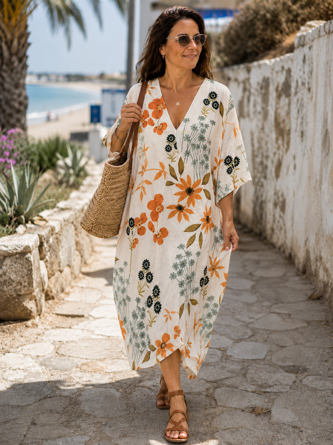 Vestido de Verão Floral | Envolvente, Padrão Colorido