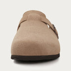 Clogs homem camurça slip-on ortopédicos com fivela ajustável