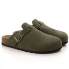 Clogs homem camurça slip-on ortopédicos com fivela ajustável