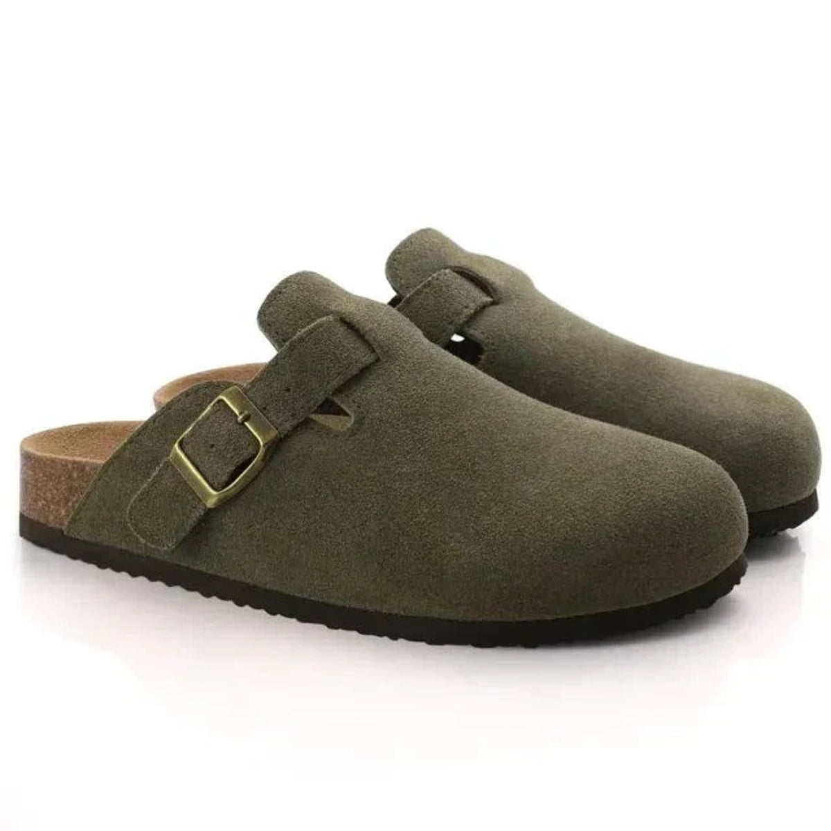 Clogs homem camurça slip-on ortopédicos com fivela ajustável